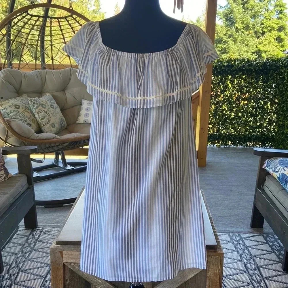 Tommy Bahama | Ruffle Collar Striped Dress